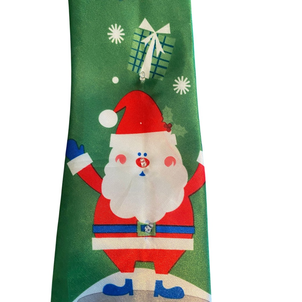 Greenbrier‎ International Santa Claus Christmas Necktie Green Holiday Mens Tie